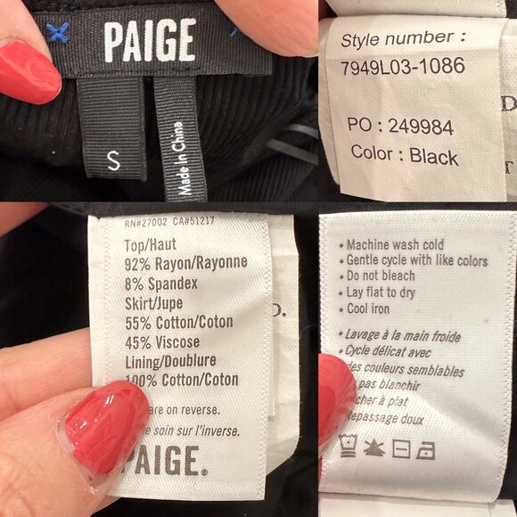 Paige Samosa Ribbed Knit Mixed Media Tiered A-Line Midi Dress in Black Size S - Picture 4 of 15